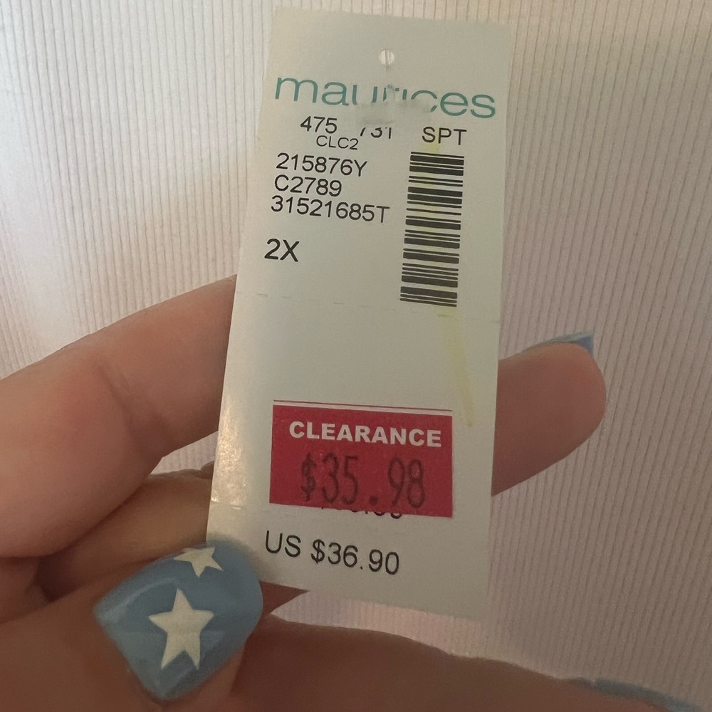 Maurices Women's White Ribbed Puff Sleeved Blouse Tie in Back - Picture 5 of 5